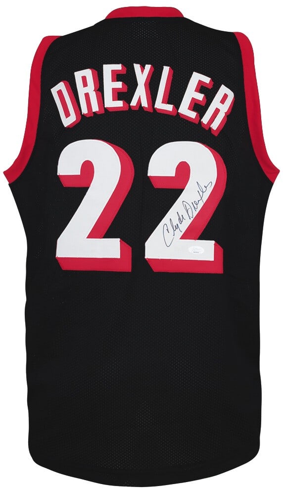 Clyde Drexler Signed 'The Glide' Black Jersey JSA Authenticated (1 of 1)
