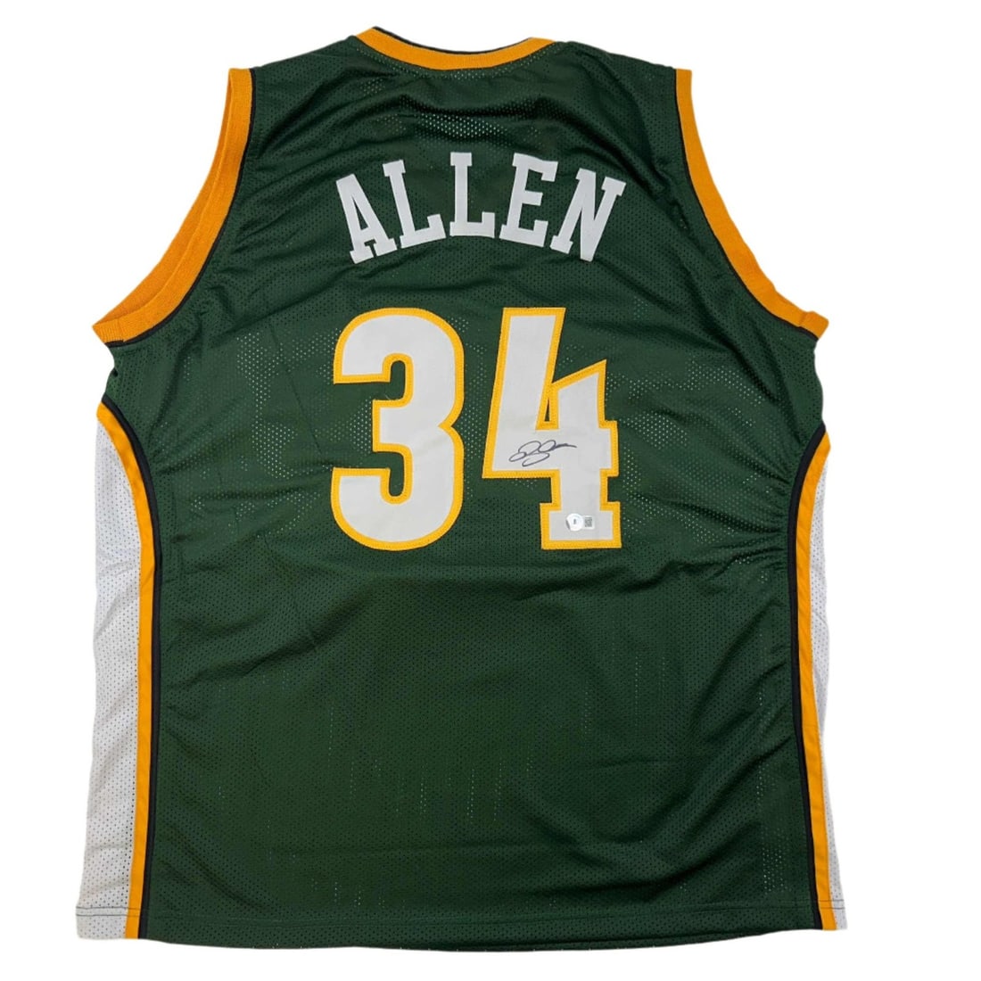 Ray Allen Signed Seattle SuperSonics Green Basketball Jersey Beckett BAS (1 of 4)