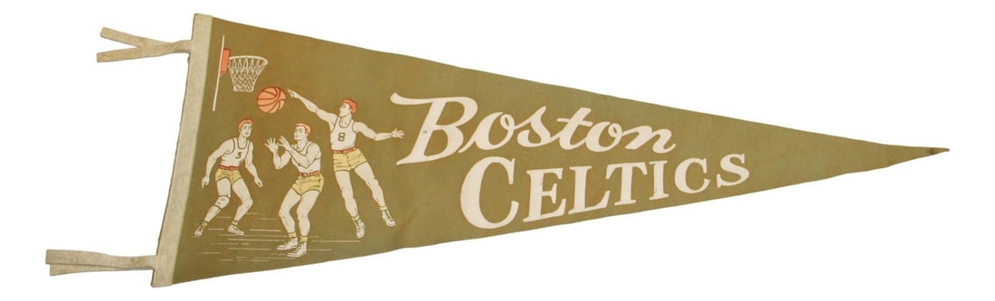 Boston Celtics 30 Inch Basketball Pennant Original 1950 Vintage (1 of 4)