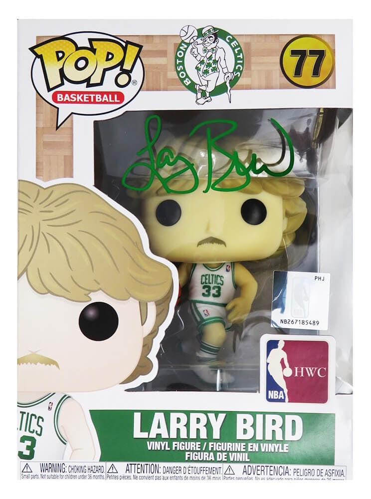 Larry Bird Signed Funko Pop Doll #77 Boston Celtics with COA: Larry Bird Signed Funko Pop Doll #77 Boston Celtics with COA Celebrate basketball history with this Larry Bird signed Boston Celtics NBA Legends Funko Pop Doll #77. This original collectible features 