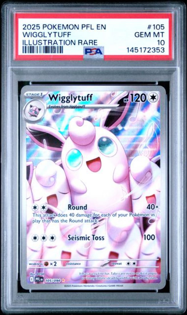 PSA 10 Wigglytuff 2025 Pokemon PFL EN #105 Illustration Rare (1 of 1)