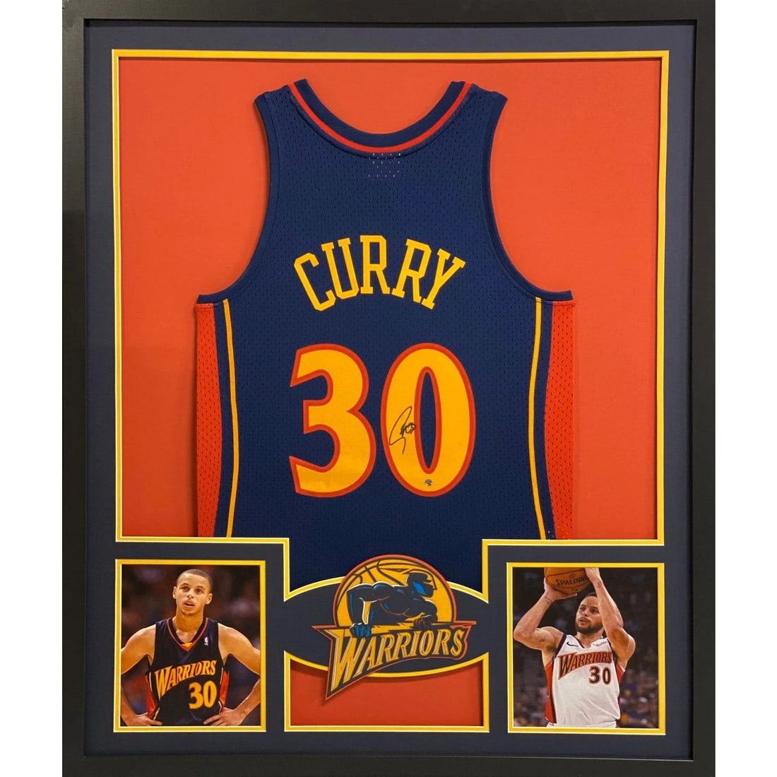 Framed Steph Curry Autographed Warriors Jersey JSA Certified (1 of 4)
