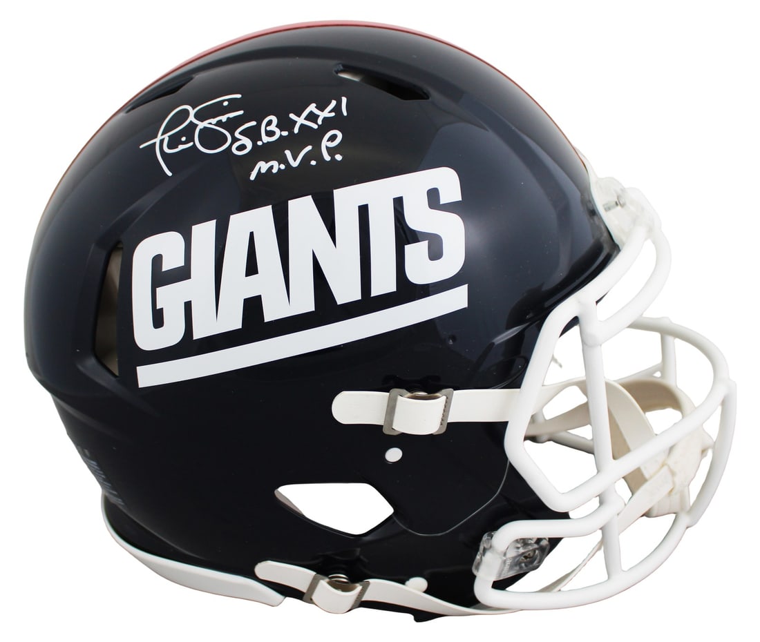 Phil Simms signed Giants throwback full size Speed Proline helmet BAS witnessed (1 of 3)