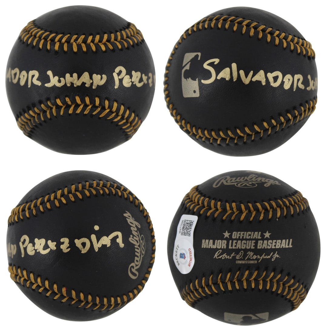 Salvador Johan Perez Signed Black OML Baseball BAS Authenticated Kansas City Royals (1 of 5)