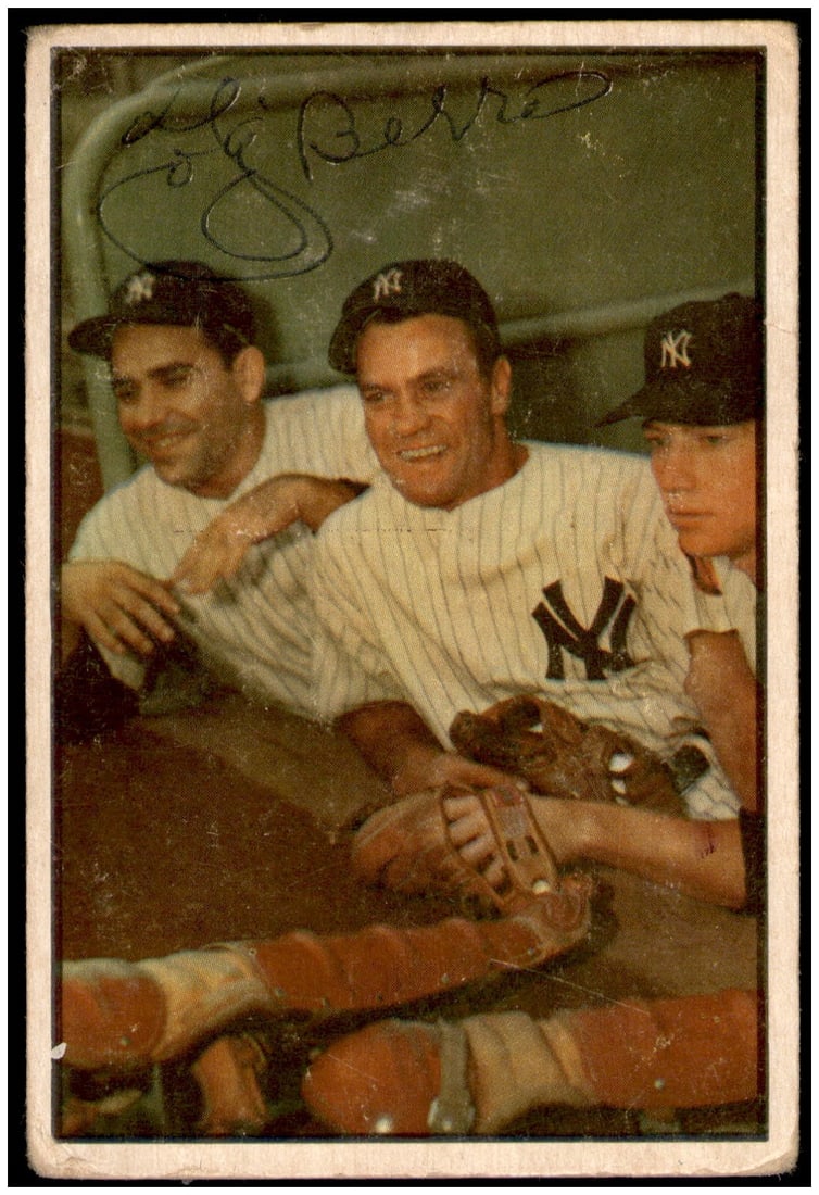 Yogi Berra 1953 Bowman Color #44 Yankees Baseball Card Original (1 of 2)