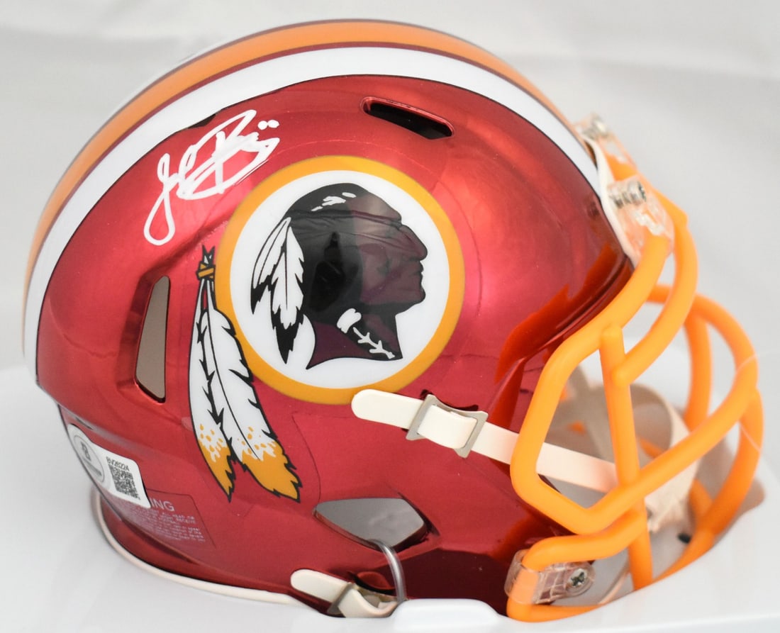 Beckett Holo John Riggins Signed Redskins Chrome Speed Mini Helmet (1 of 3)