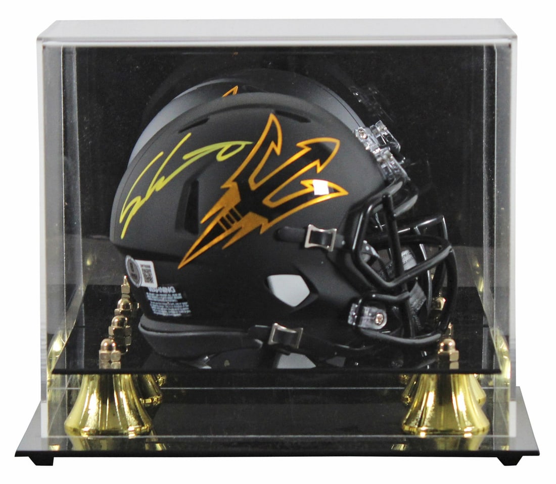Sam Leavitt Arizona State Signed Black Speed Mini Helmet with BAS Authentication: Sam Leavitt Arizona State Signed Black Speed Mini Helmet with BAS Authentication Celebrate your passion for Arizona State football with this authentic black speed mini helmet signed by Sam Leavitt. Th