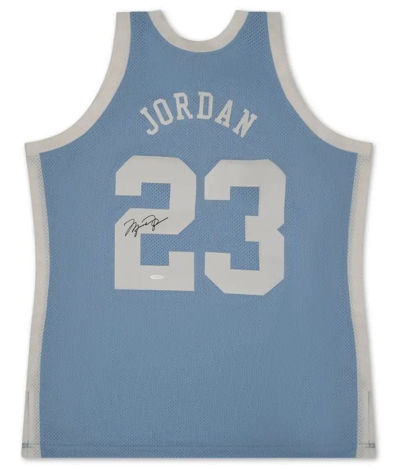 Michael Jordan Autographed North Carolina Jersey Mitchell & Ness Upper Deck Authenticated: Michael Jordan Autographed North Carolina Jersey Mitchell & Ness Upper Deck Authenticated This is a Michael Jordan autographed Mitchell & Ness jersey, representing the North Carolina Tar Heels basketb