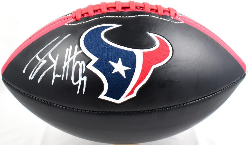 Houston Texans logo football signed by JJ Watt Beckett hologram (1 of 10)