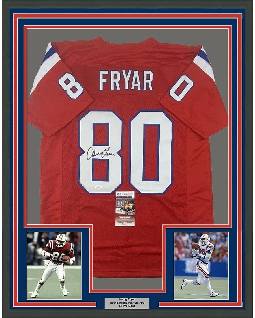 Irving Fryar signed framed New England Patriots red jersey with JSA COA (1 of 2)