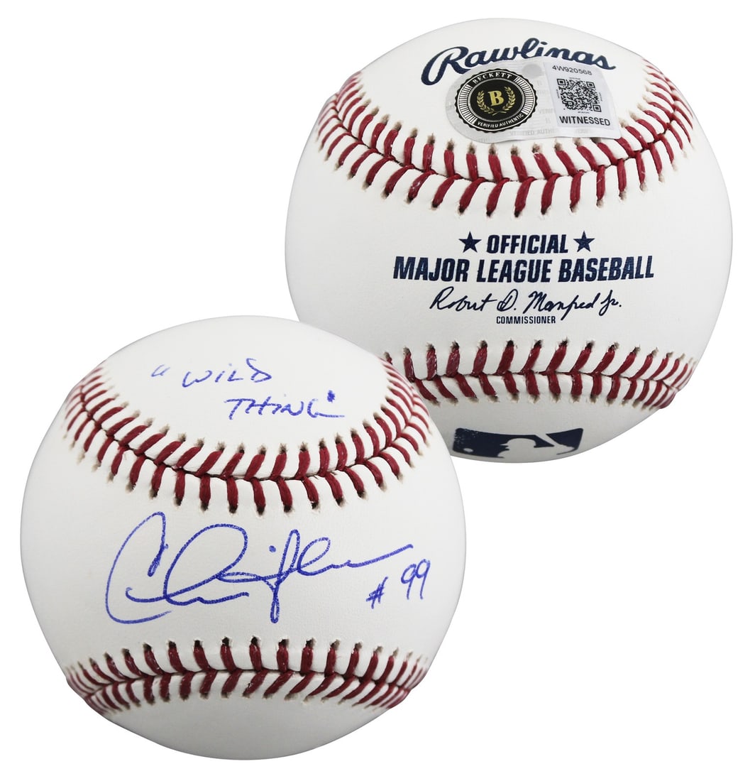 BAS Witnessed Charlie Sheen Signed Major League Baseball Wild Thing Inscription (1 of 5)