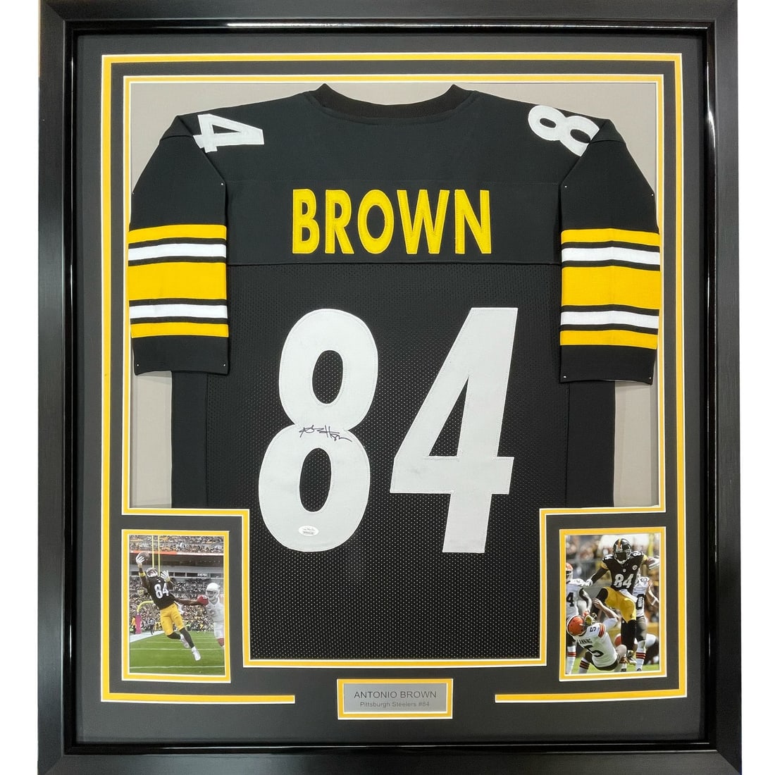 Antonio Brown signed framed Pittsburgh Steelers black jersey JSA 35x39 (1 of 2)