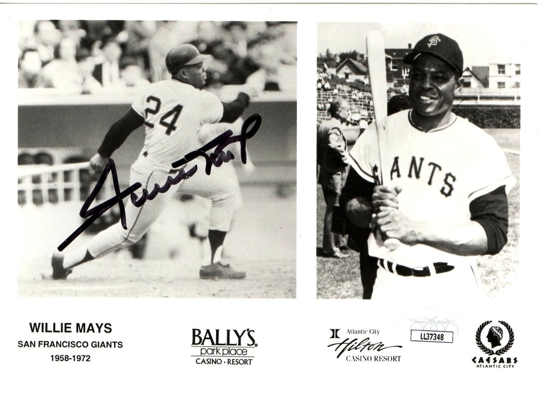 Willie Mays JSA authenticated 5x7 postcard photo Giants (1 of 2)