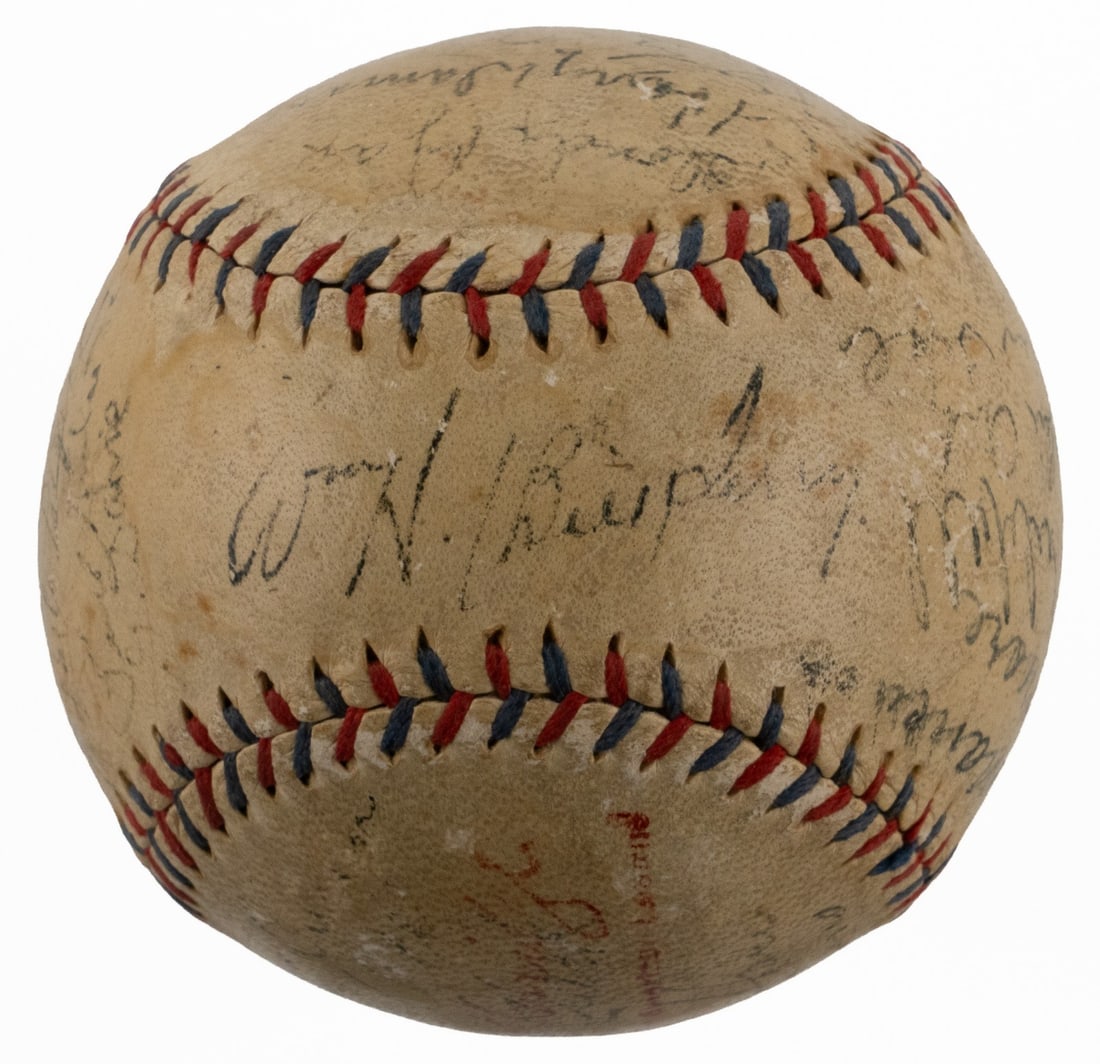 JSA Certified 1933 New York Giants Signed Baseball with Mel Ott (1 of 7)