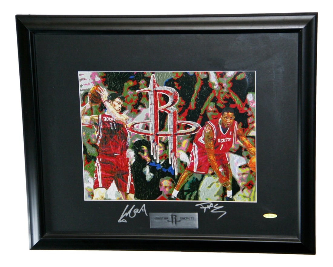 Framed 14x11 Houston Rockets signed photo Yao Ming Tracy McGrady JSA UDA (1 of 5)