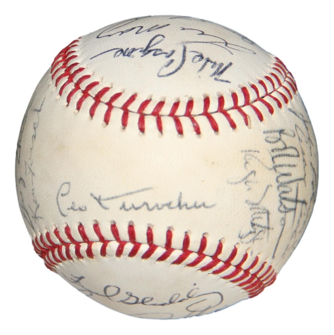 Houston Astros 1973 Team Signed Baseball 23 Signatures Cedeno Durocher: Houston Astros 1973 Team Signed Baseball 23 Signatures Cedeno Durocher This is an original 1973 Houston Astros baseball featuring 23 signatures from team members, including notable names such as Cesar