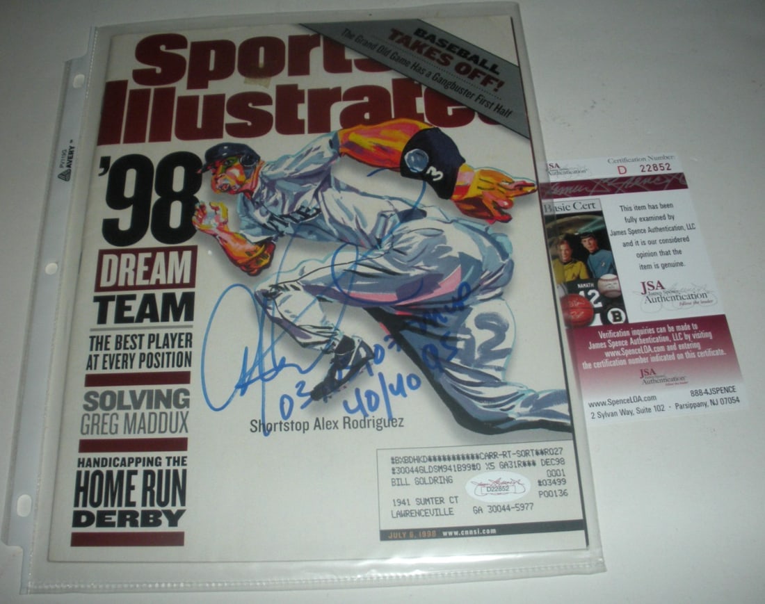 Signed Sports Illustrated Magazine Alex Rodriguez Mariners JSA COA Authenticated (1 of 1)