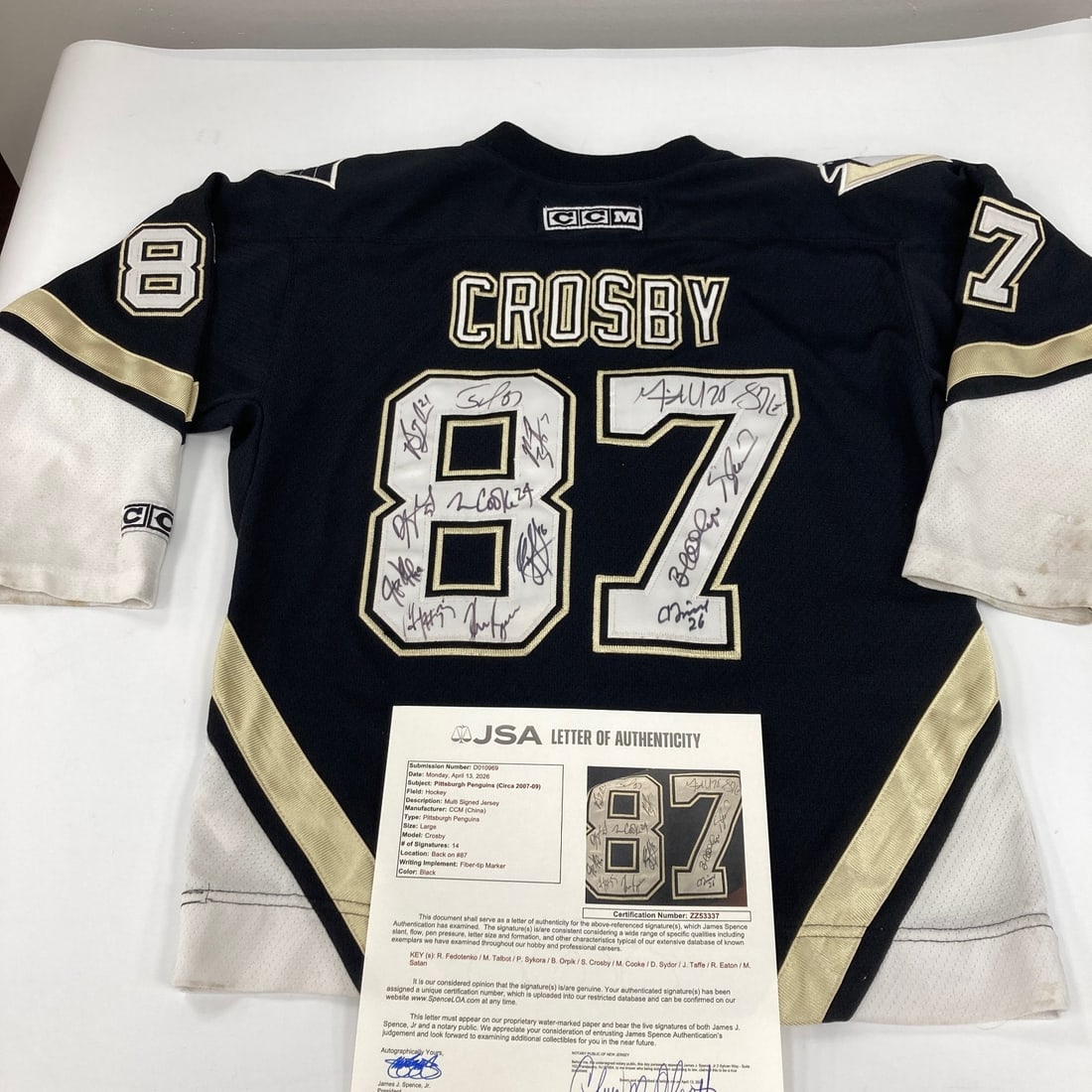 Pittsburgh Penguins team signed youth hockey jersey Sidney Crosby JSA COA (1 of 13)