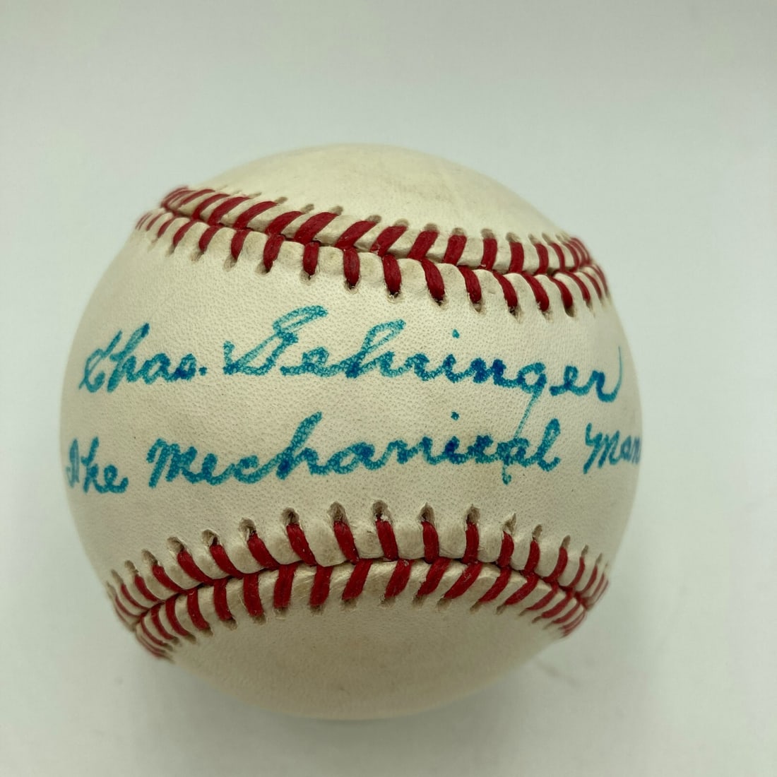 Charlie Chas Gehringer Signed Baseball JSA COA The Mechanical Man: Charlie Chas Gehringer Signed Baseball JSA COA The Mechanical Man This authentic baseball features the signature of Charlie 'Chas' Gehringer, famously known as 'The Mechanical Man.' The ball is certif