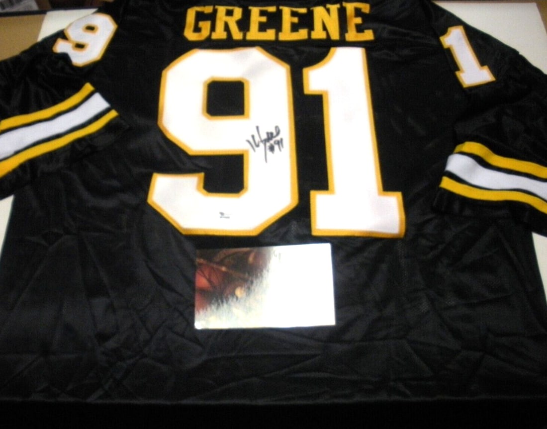 Signed Kevin Greene Steelers Jersey With GAI COA Hall Of Fame Authentic Memorabilia: Signed Kevin Greene Steelers Jersey With GAI COA Hall Of Fame Authentic Memorabilia This is a rare Pittsburgh Steelers jersey signed by Kevin Greene, a Hall of Fame inductee in 2016 who is now decease