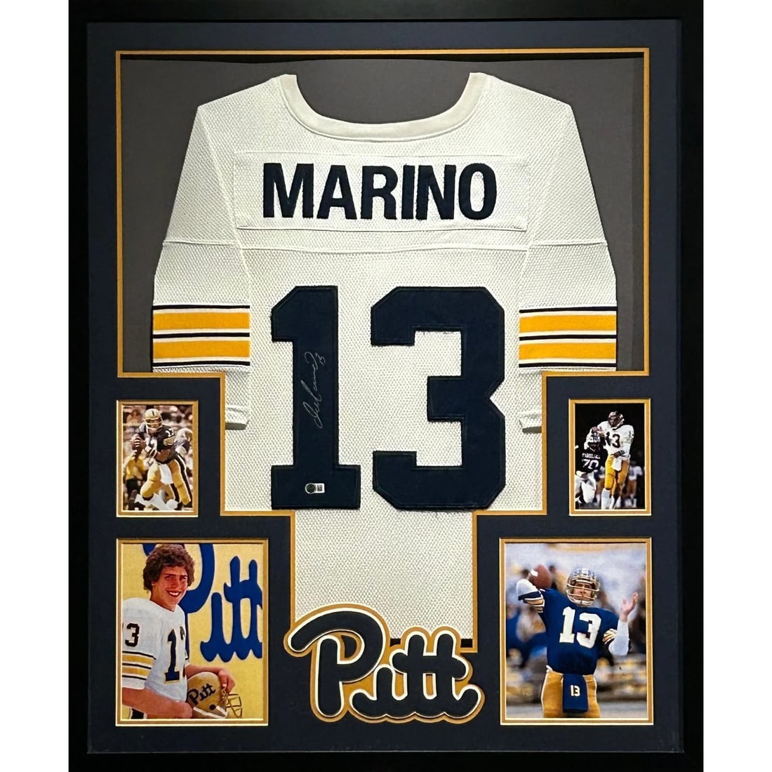Framed Pitt Panthers Dolphins Jersey Signed by Dan Marino Beckett Authenticated (1 of 2)