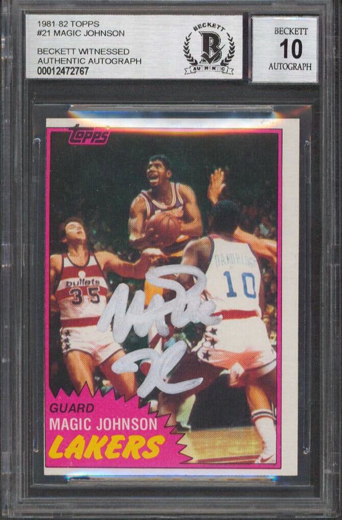 1981 Topps #21 Magic Johnson Autographed Card BAS Gem Mint 10 Auto: 1981 Topps #21 Magic Johnson Autographed Card BAS Gem Mint 10 Auto This 1981 Topps #21 basketball card features Magic Johnson of the Los Angeles Lakers and has been personally signed by him. The autog