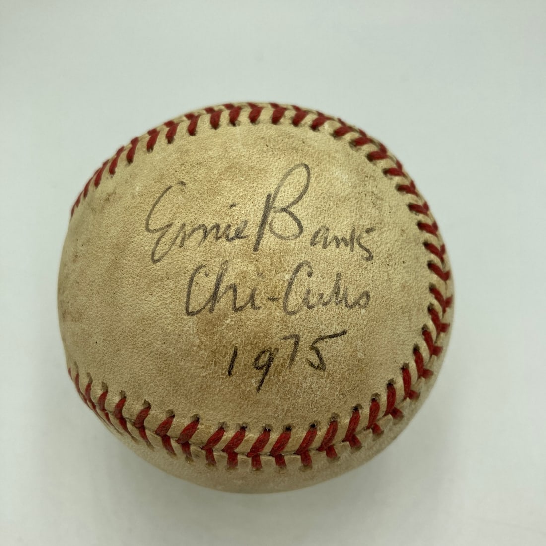 1975 Official National League Game Used Baseball Signed by Ernie Banks JSA: 1975 Official National League Game Used Baseball Signed by Ernie Banks JSA Signed original game-used Official National League baseball attributed to 1975 and associated with Ernie Banks. This pre-owne