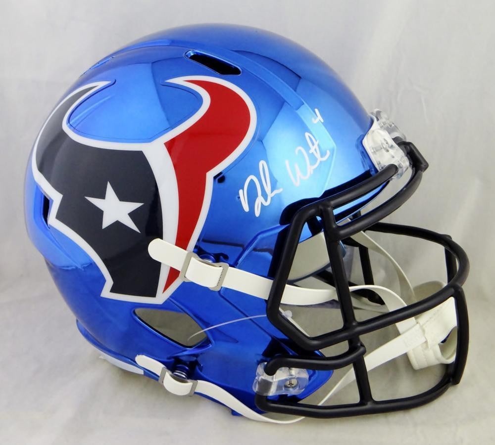 Houston Texans full size chrome helmet autographed by Deshaun Watson JSA (1 of 2)