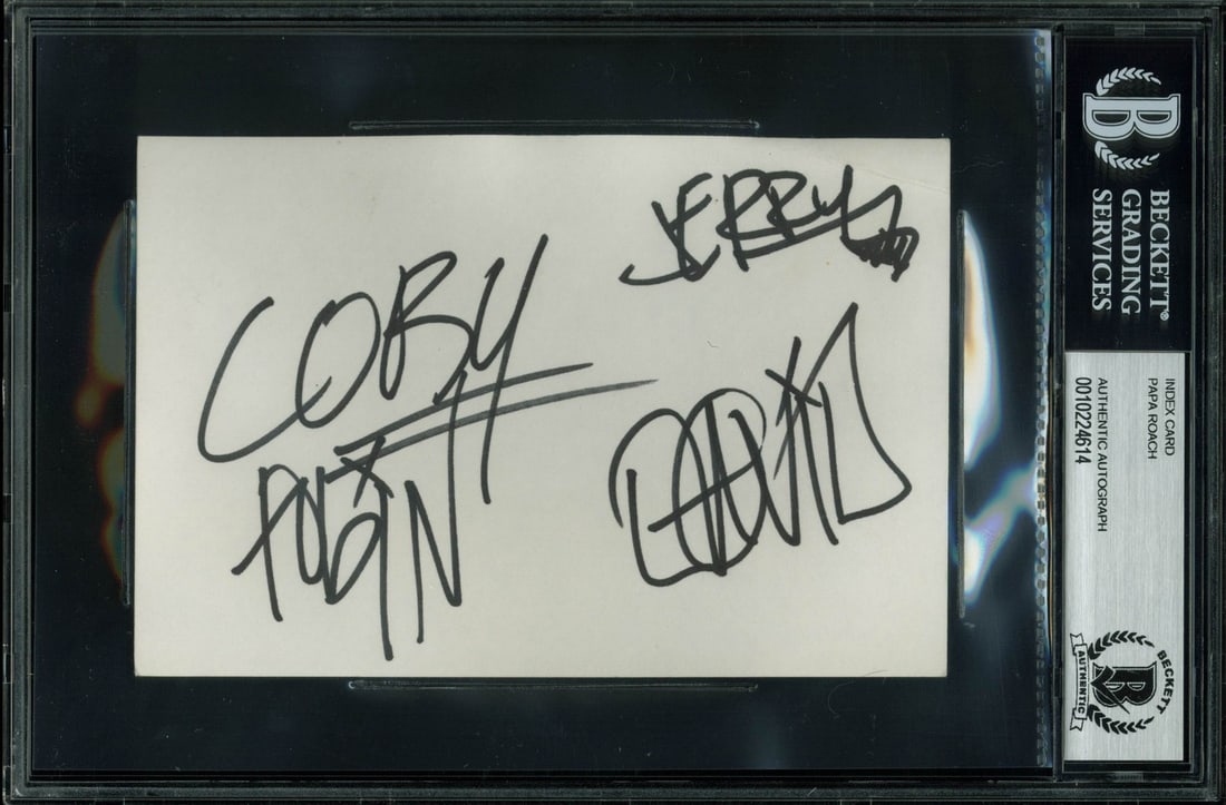 Papa Roach 4x6 index card autographed by 4 members BAS slabbed (1 of 1)