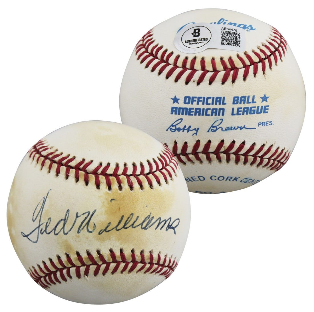 Ted Williams Signed Bobby Brown OAL Baseball Beckett Authentic (1 of 8)