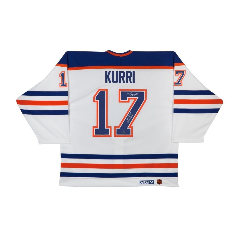 Jari Kurri Autographed Authentic Jersey Edmonton Oilers Limited #/17: Jari Kurri Autographed Authentic Jersey Edmonton Oilers Limited #/17 This Jari Kurri signed autographed authentic jersey is a must-have for any fan of the Edmonton Oilers. The item features the player