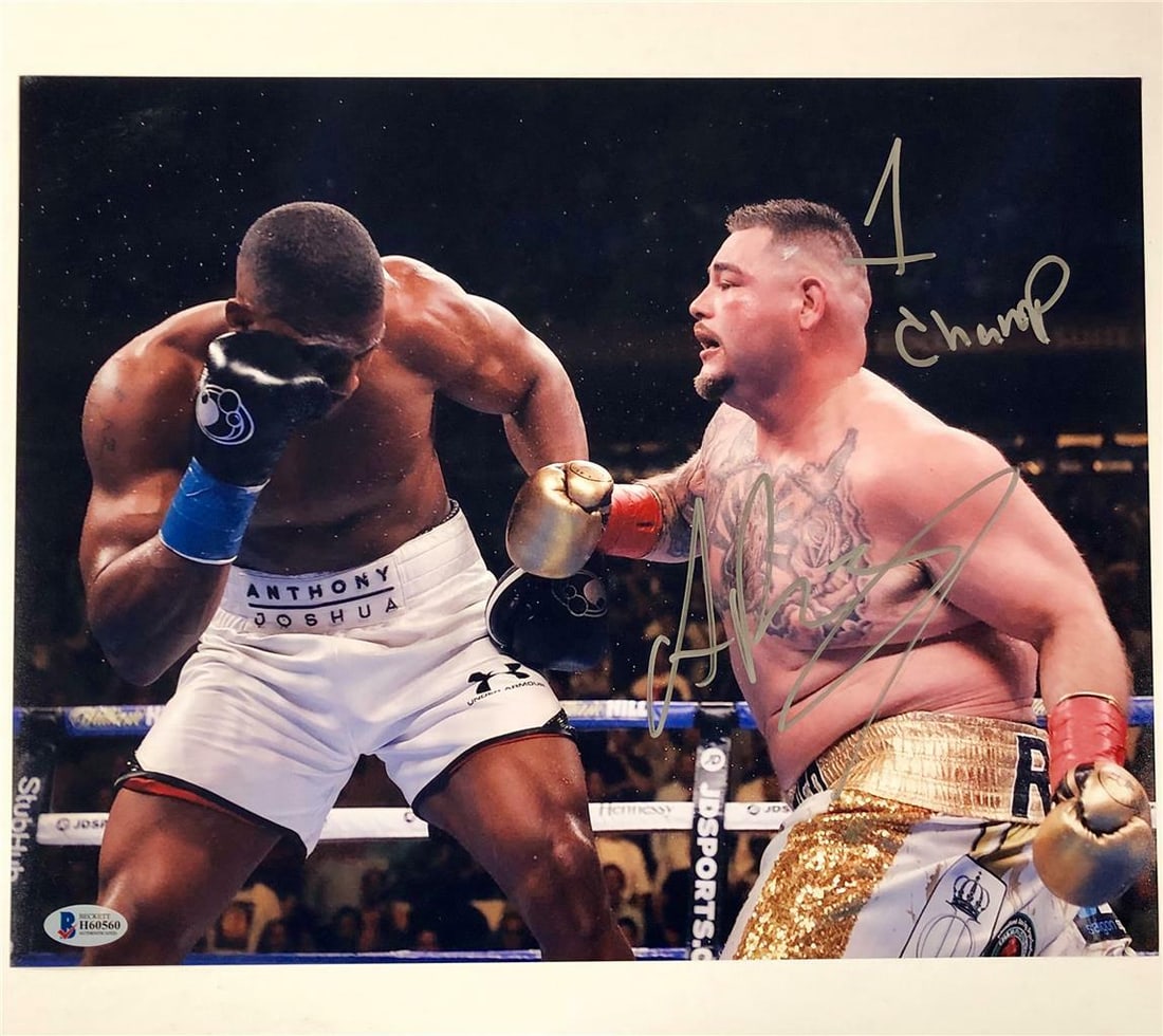 Andy Ruiz Jr signed 11x14 boxing photo against Anthony Joshua with Beckett COA (1 of 1)