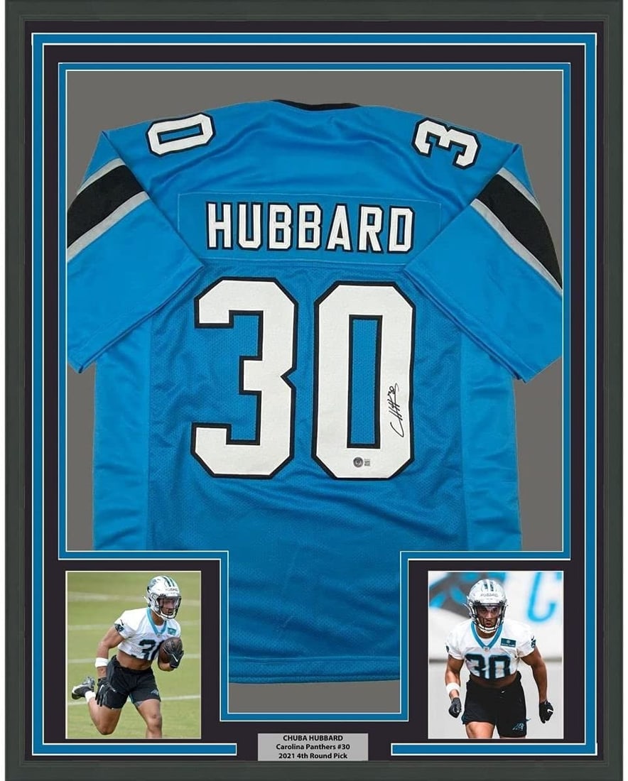 35x39 Framed Chuba Hubbard Signed Carolina Panthers Jersey Beckett COA (1 of 2)