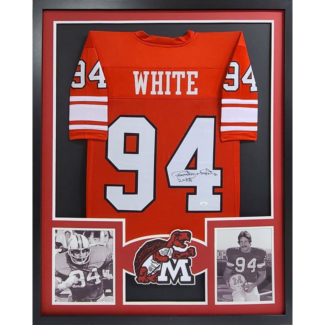 Framed Maryland Terrapins Jersey Signed by Randy White with JSA Authentication: Framed Maryland Terrapins Jersey Signed by Randy White with JSA Authentication This is a framed Maryland Terrapins jersey autographed by Randy White. The jersey includes authentication by JSA, featuri