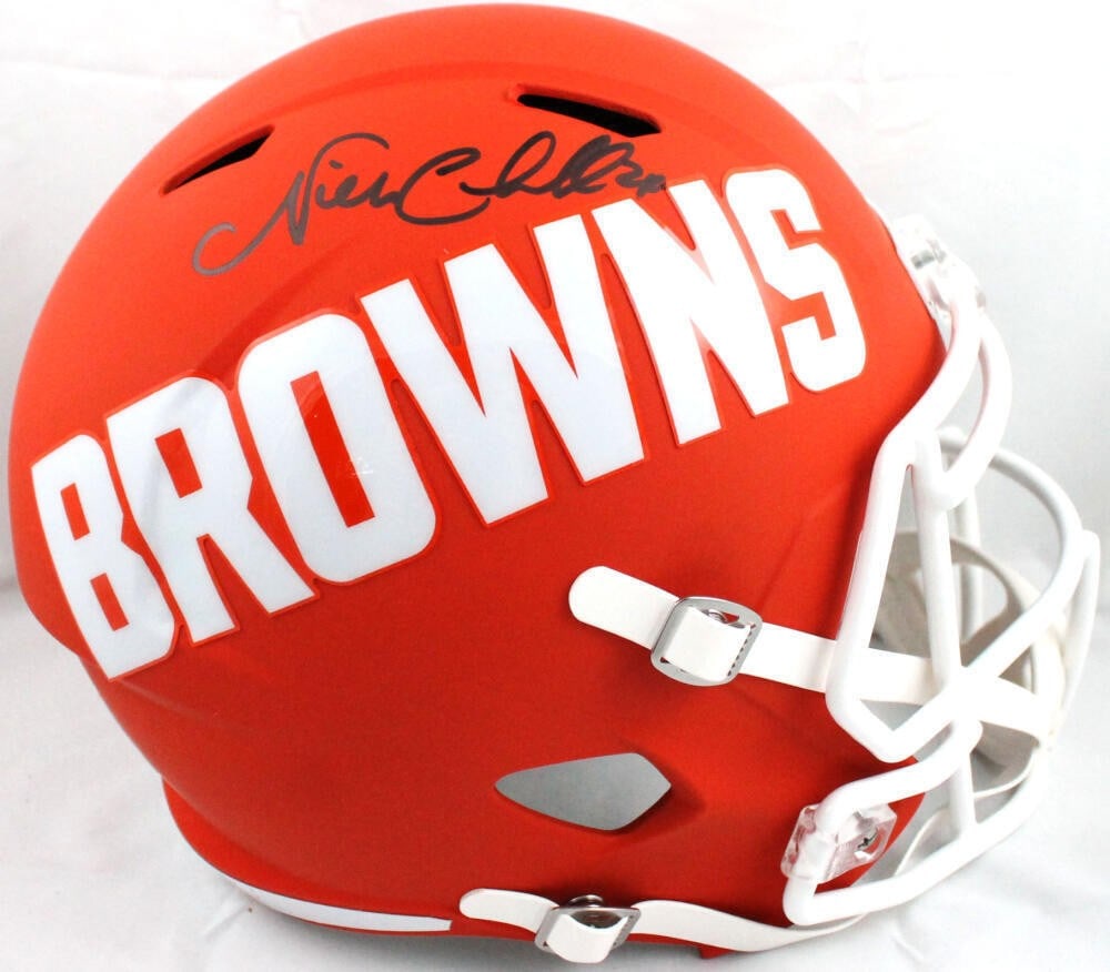 Nick Chubb signed Browns full size speed helmet Beckett hologram (1 of 5)