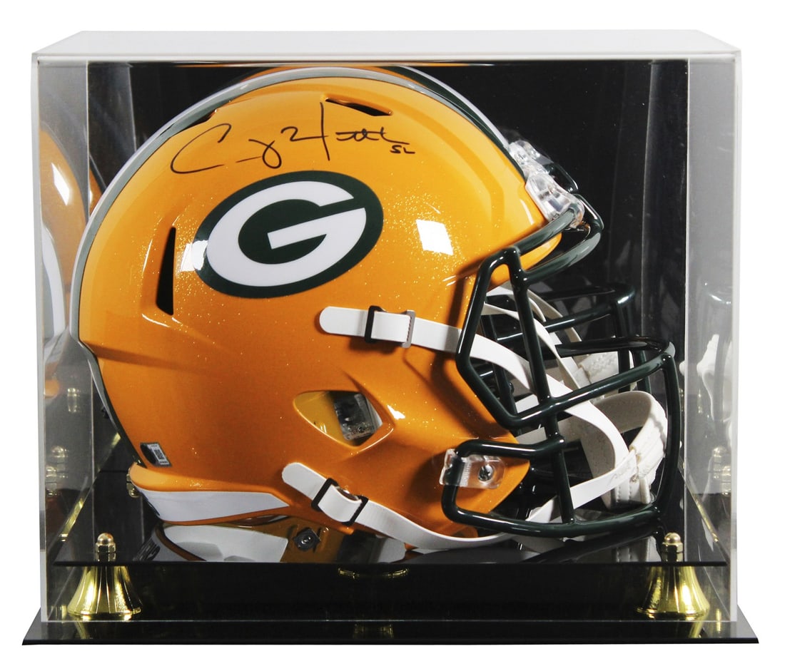 Green Bay Packers Riddell Speed Replica Helmet Signed by Clay Matthews III BAS: Green Bay Packers Riddell Speed Replica Helmet Signed by Clay Matthews III BAS Autographed full-size Speed replica helmet featuring Clay Matthews III and the Green Bay Packers, presented with a UV mir