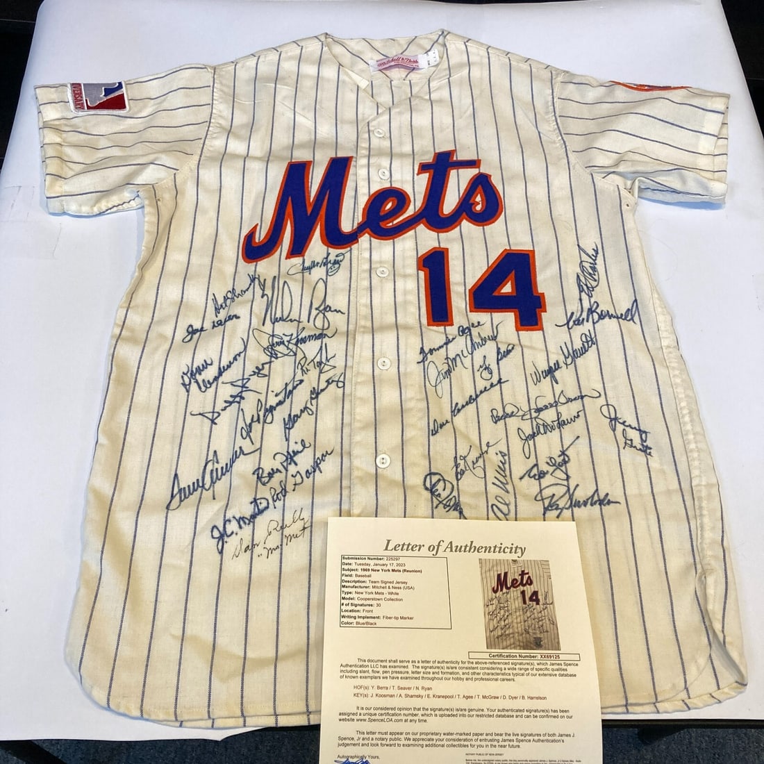 1969 New York Mets Team Signed Jersey with JSA COA: 1969 New York Mets Team Signed Jersey with JSA COA Celebrate the legacy of the 1969 New York Mets with this authentic team-signed jersey, a must-have for any baseball enthusiast. This original Mitchel