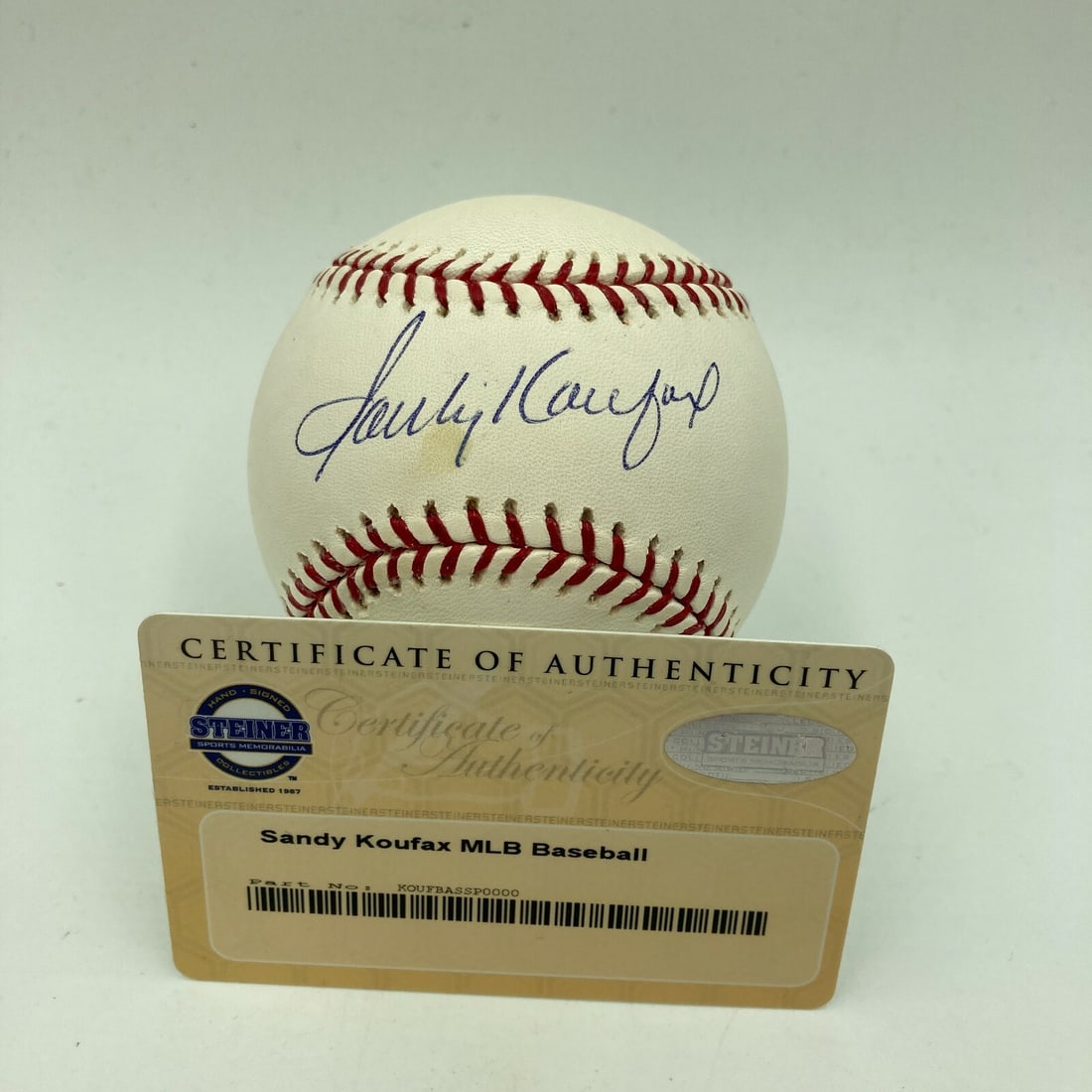 Sandy Koufax Autographed MLB Baseball with Steiner COA: Sandy Koufax Autographed MLB Baseball with Steiner COA This is an Official Major League Baseball signed by Sandy Koufax, one of the most legendary pitchers in baseball history. The ball comes with a S