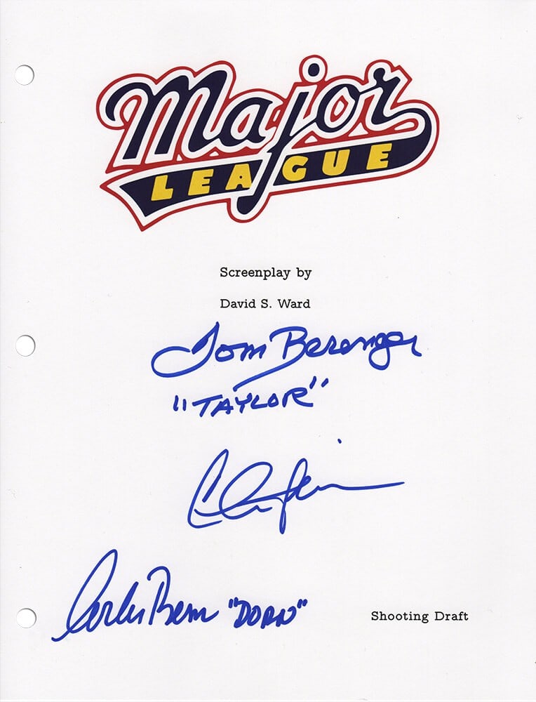 Major League script cover signed by Sheen Bernsen Berenger with COA (1 of 1)