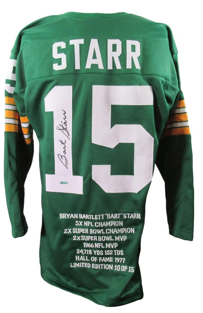 Green Bay Packers football jersey signed by Bart Starr HOF TriStar (1 of 6)