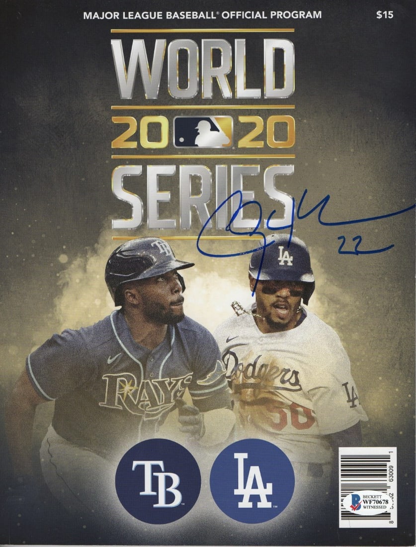 Beckett Witnessed Clayton Kershaw Dodgers 2020 World Series Program: Beckett Witnessed Clayton Kershaw Dodgers 2020 World Series Program This is an original 2020 World Series program autographed by Clayton Kershaw of the Los Angeles Dodgers. The signature was witnessed