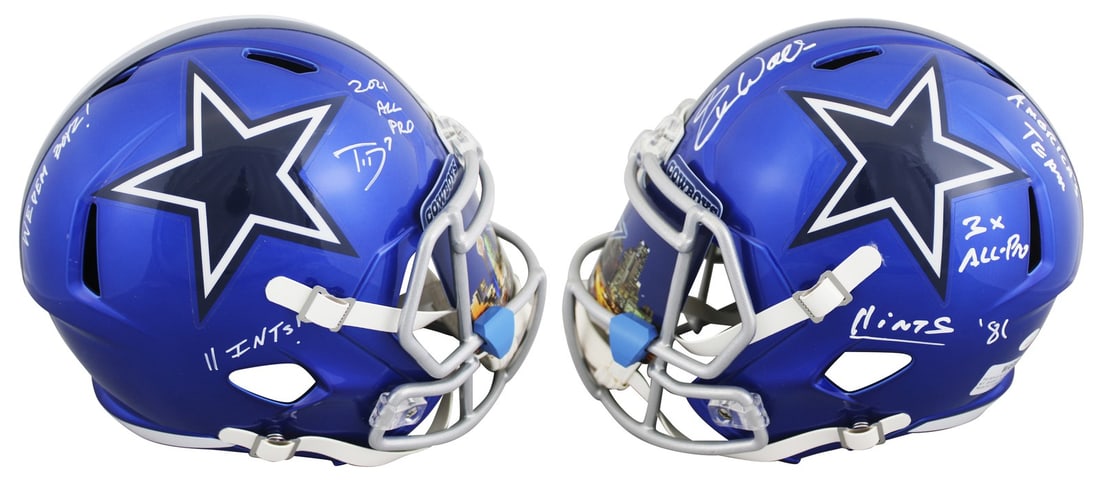 JSA signed Riddell full size Speed replica helmet Trevon Diggs Everson Walls (1 of 6)