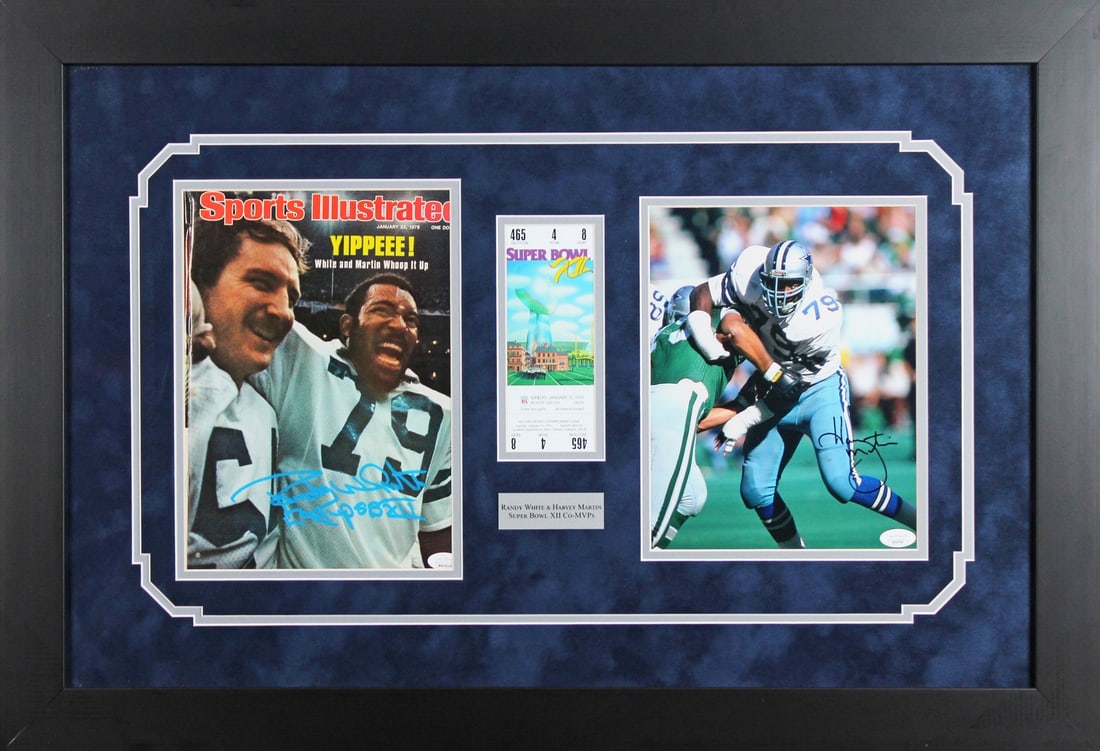 Framed signed photo display Randy White Harvey Martin JSA Cowboys (1 of 3)