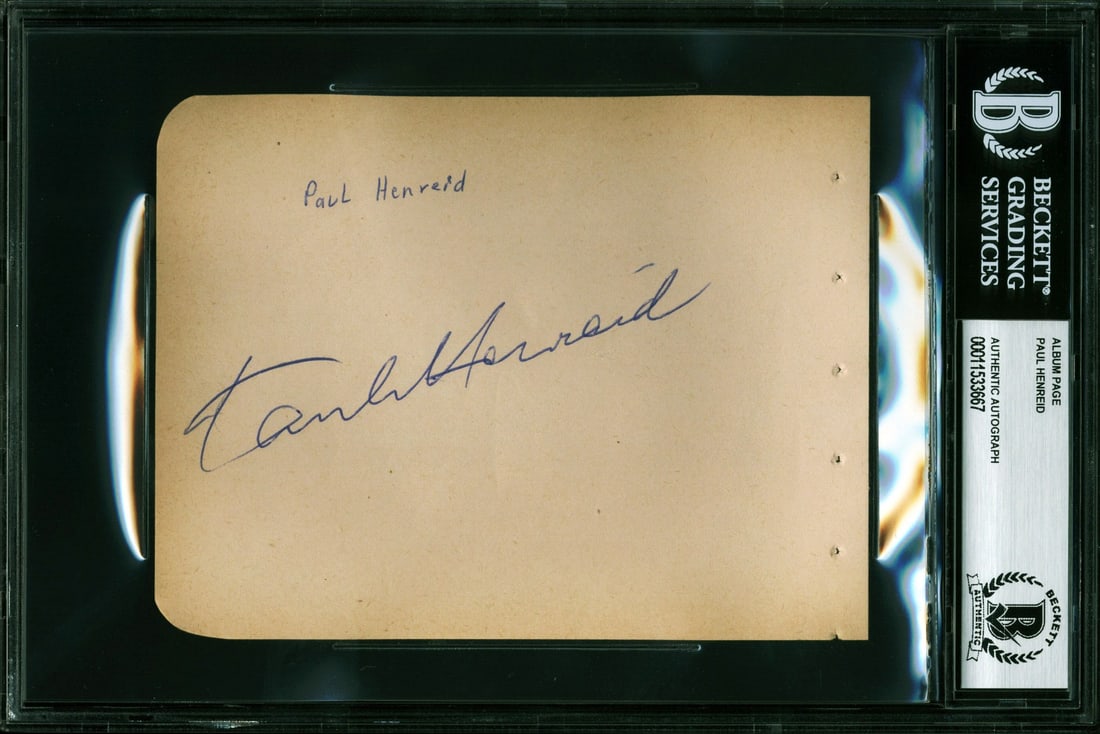 Paul Henreid Signed Casablanca Album Page 4.5x5.75 BAS Authenticated: Paul Henreid Signed Casablanca Album Page 4.5x5.75 BAS Authenticated This is an authentic signed album page measuring 4.5x5.75 inches, personally autographed by Paul Henreid, renowned for his role in 