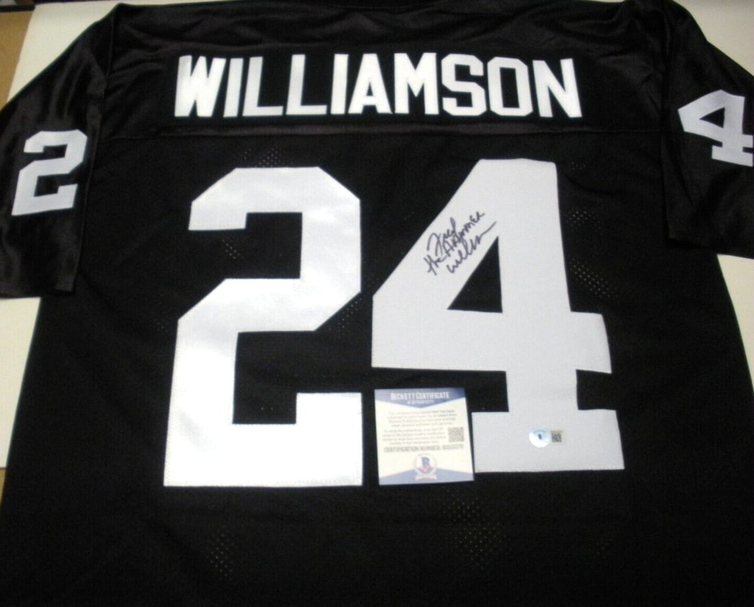 Reebok NFL Jersey Signed by Fred Williamson with Beckett COA: Reebok NFL Jersey Signed by Fred Williamson with Beckett COA This is an official licensed Reebok jersey signed by Fred Williamson. The jersey is authenticated by Beckett and includes a certificate of 