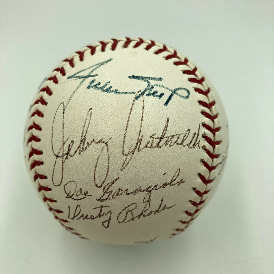 1954 Giants World Series Team Baseball Signed by 19 Players JSA Authenticated: 1954 Giants World Series Team Baseball Signed by 19 Players JSA Authenticated This is an original Major League baseball featuring signatures from the 1954 New York Giants World Series Champions reunio