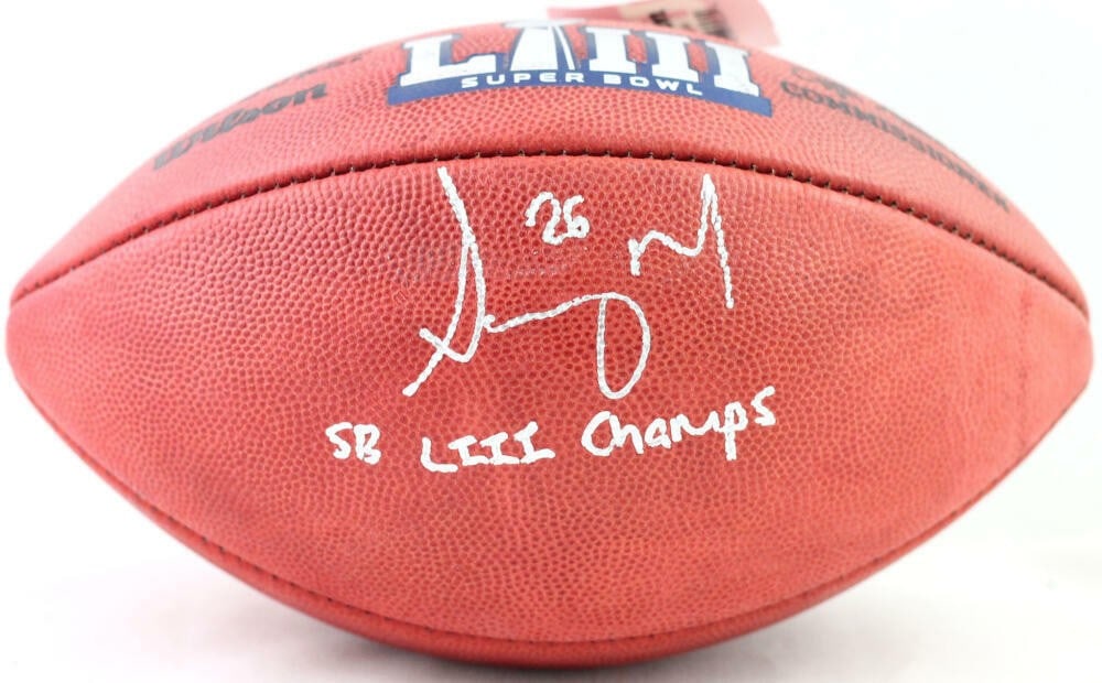 Beckett Authenticated Sony Michel Signed Duke Football with SB Champs Inscription (1 of 10)