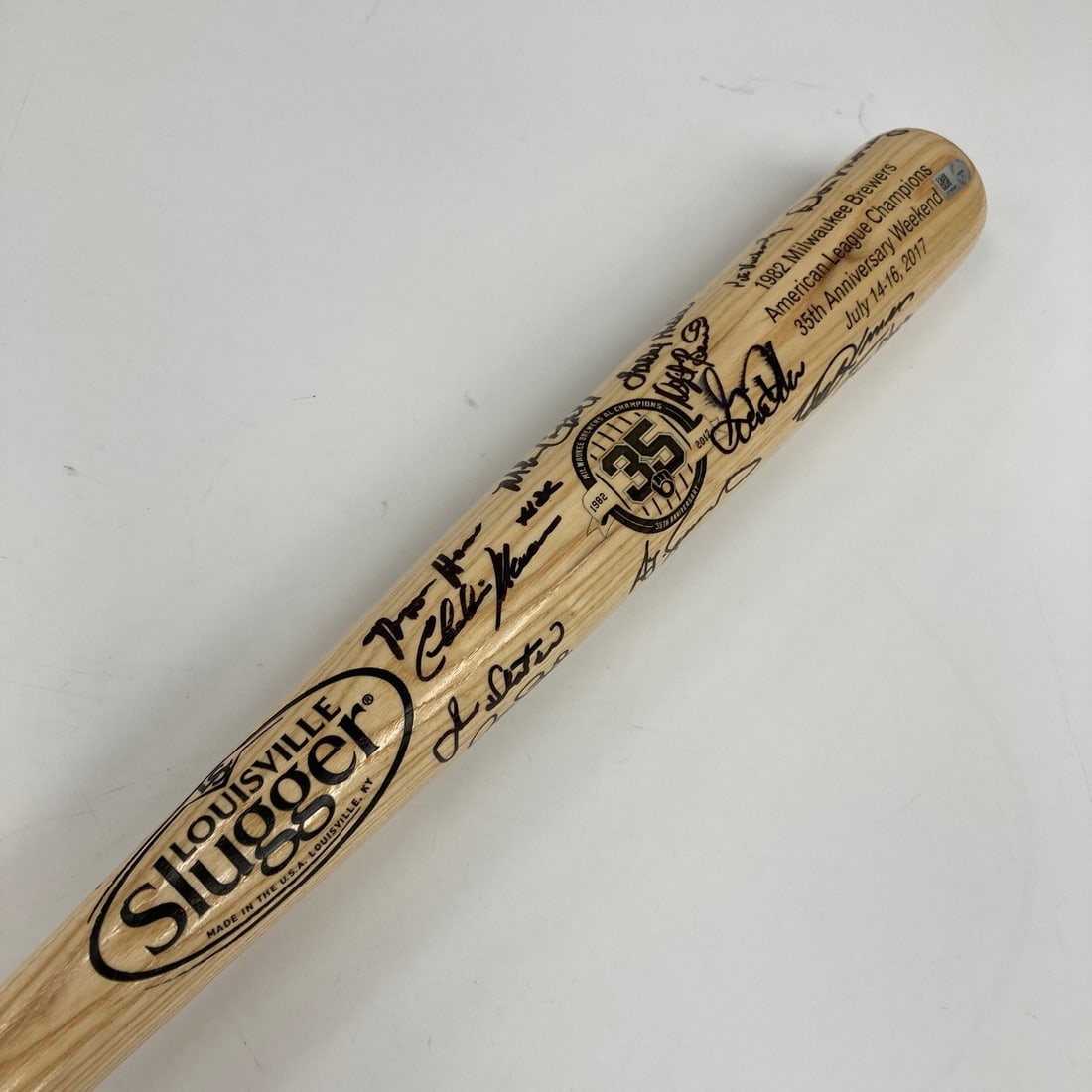 MLB Authenticated Milwaukee Brewers 1982 AL Champions Multi Signed Commemorative Bat (1 of 9)