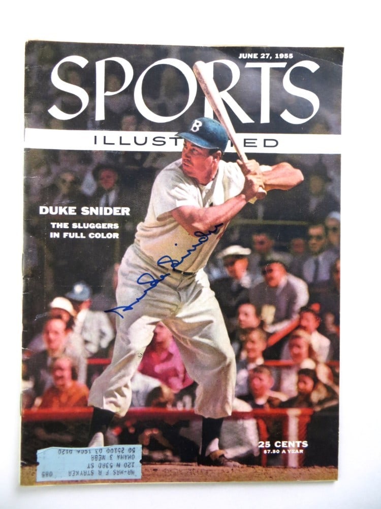 Duke Snider Autographed 1955 Sports Illustrated Magazine JSA Brooklyn Dodgers: Duke Snider Autographed 1955 Sports Illustrated Magazine JSA Brooklyn Dodgers This original Sports Illustrated magazine from 1955 features the legendary Duke Snider, a standout player for the Brooklyn