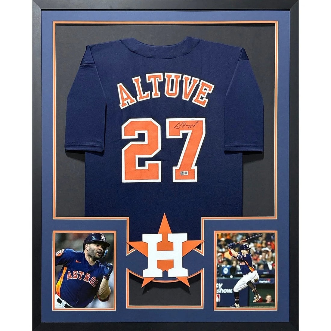 Jose Altuve Framed Autographed Astros Jersey Beckett Authenticated: Jose Altuve Framed Autographed Astros Jersey Beckett Authenticated This autographed Jose Altuve framed jersey is a must-have for any Houston Astros fan. Authenticated by Beckett, a trusted name in mem